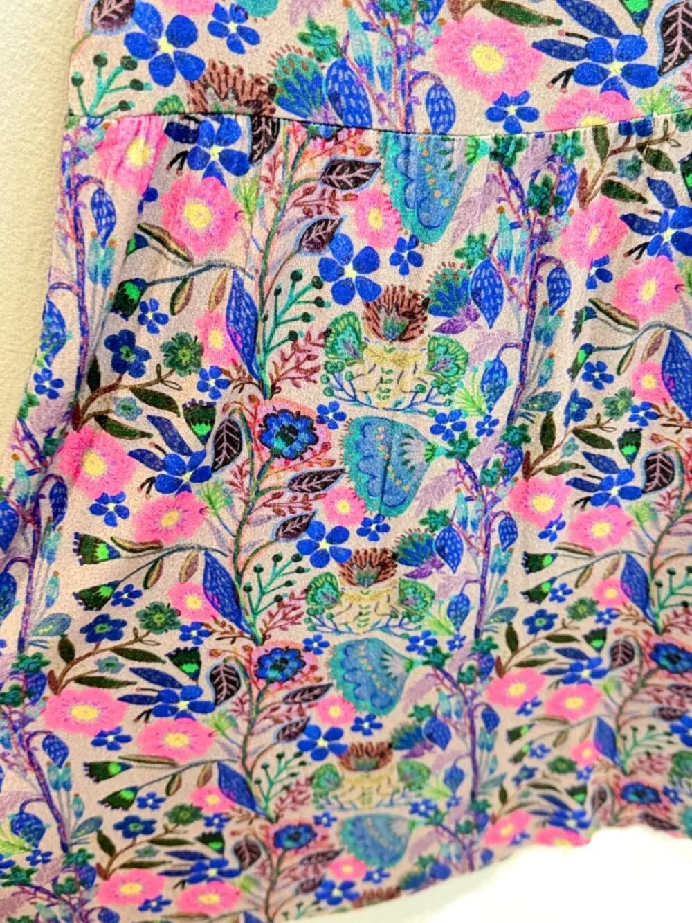 Natural Life Floral Boho Mini Midi Skirt Cottagecore Fairycore Festival Rayon M